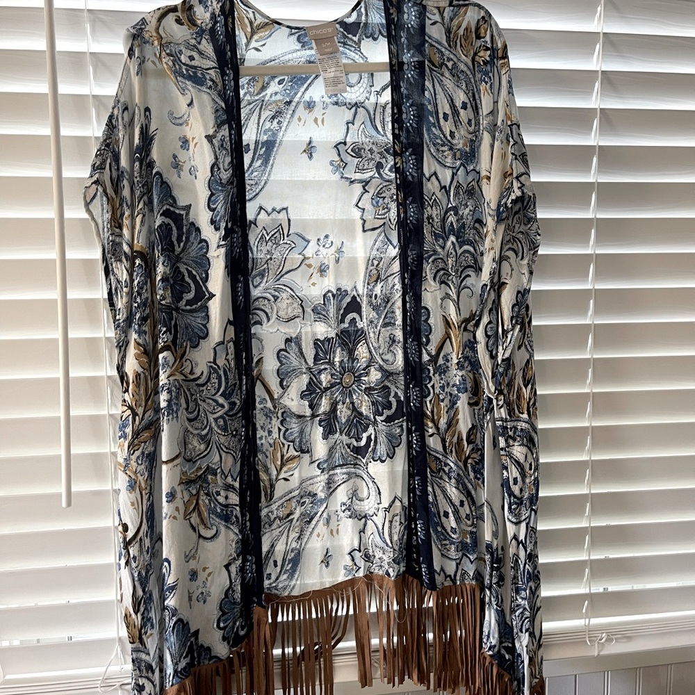 Leather-look Fringed Ruana for spunky cover.